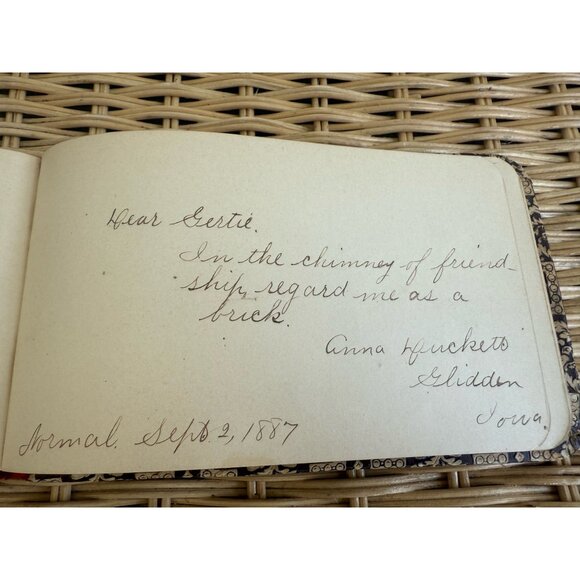 Antique 1880s Autograph Book Carroll Iowa Some Signed Pages - Picture 10 of 16